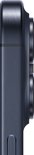 Zijaanzicht van de diepblauwe iPhone 15 Pro, met de geborstelde titanium rand.