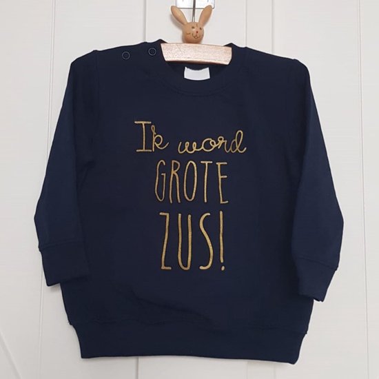 Pull chemise pull pour enfant - Grande soeur Soeur - Taille 92 bleu or - Je vais être grande soeur - Annonce de grossesse Bébé - Naissance - Agrandissement de la famille - Faire-part - Cadeau - Annonce de grossesse - Fille