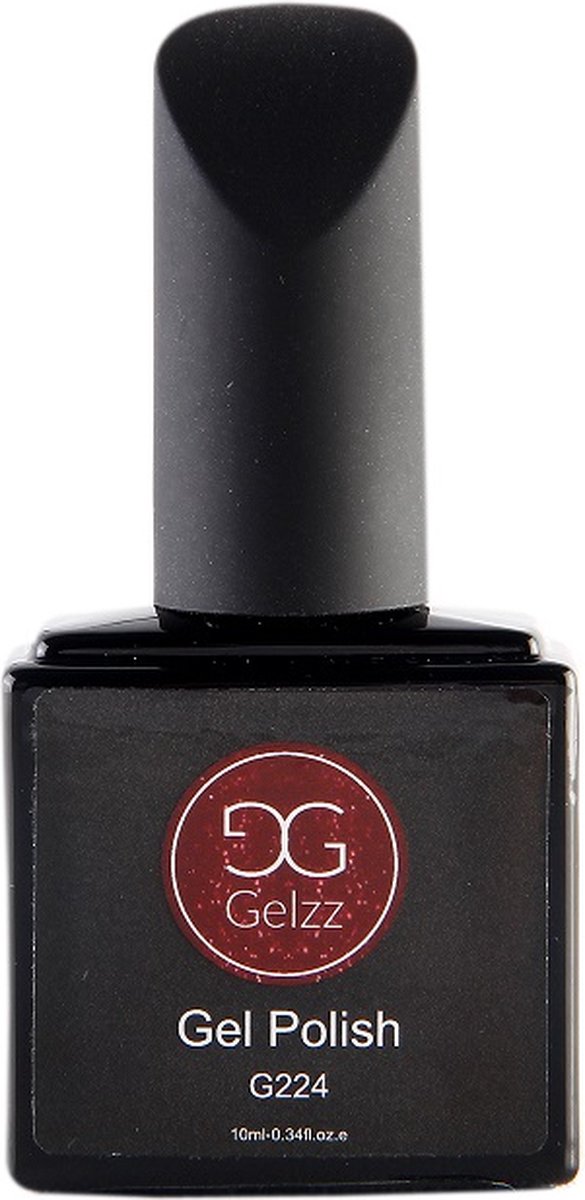 Gelzz Gellak - Gel Nagellak - kleur Love Affaire G224 - RoodSparkel - Semi transparante kleur - 10ml - Vegan