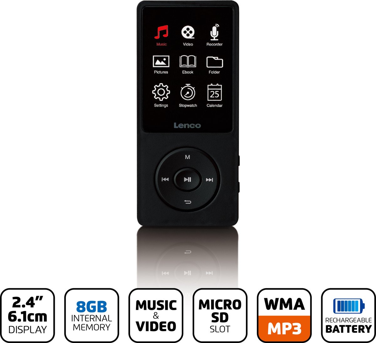 Transnect® - Lecteur MP3/MP4 - Bluetooth - Radio FM - Mémoire 8 Go