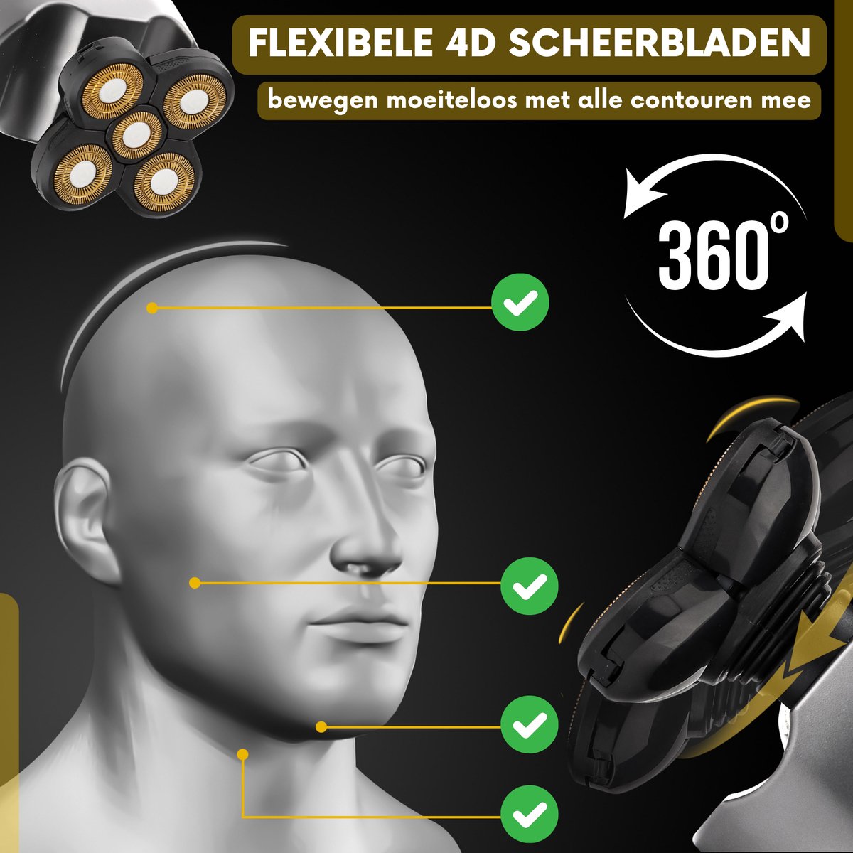 6-in-1 Scheerapparaat Mannen + Extra Scheerkop – Trimmer - Tondeuse - Sansbeauté® Skull Sharp Platinum - Electric Face & Head Shaver - Hoofd Kaal Scheren – Nat & Droog - Elektrisch thumbnail 6