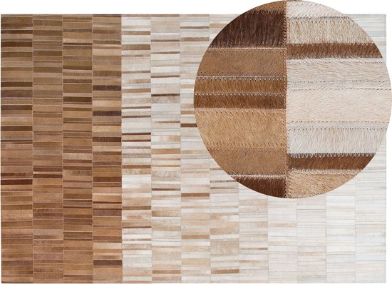 carpet city Vloerkleed woonkamer bruin beige - 160x225 cm - strepenpatroon, gemêleerd - moderne tapijten laagpolig - gestreepte tapijten slaapkamer eetkamer vlakpolig decoratie