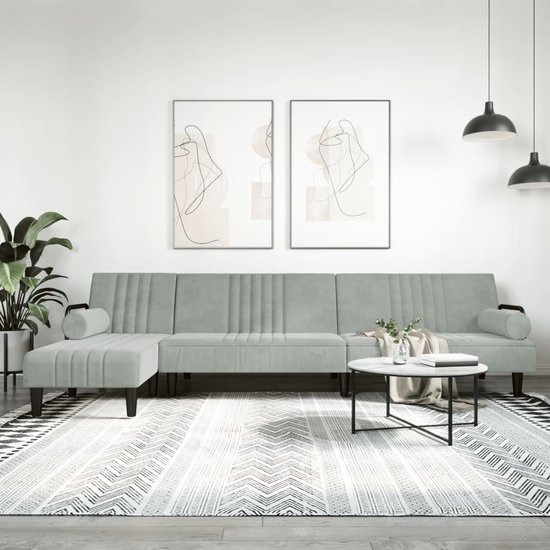 The Living Store Canapé-lit en L 260x140x70 cm velours gris clair