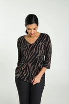 Cassis Dames Glinsterend T-shirt met dierenhuidprint - T-shirt - Maat 40