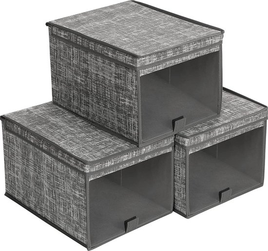 Paniers Pliables SONGMICS Lot 3 Boîtes Rangement Tissu SONGMICS 30x20x15 Cm – Panier Pliant Filet Transparent Crème Salle Bain Cuisine