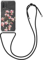kwmobile telefoonhoesje voor Xiaomi Redmi 9T - Hoesje met koord in poederroze / wit / transparant - Back cover voor smartphone