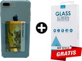 Crystal Backcase Transparant Shockproof Met Pasjeshouder Hoesje iPhone 6 Plus/6s Plus Blauw - Gratis Screen Protector - Telefoonhoesje - Smartphonehoesje