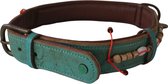 DWAM (Dog With A Mission) Bon Bini Halsband / Hondenhalsband - Echt Leder - Turquoise - XXL - Nekomtrek: 55 - 65 cm (GRAAG ALVORENS BESTELLEN OPMETEN)