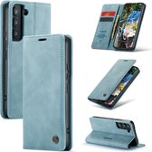 Casemania Hoesje Geschikt voor Samsung Galaxy S21 Plus Aqua Blue - Portemonnee Book Case