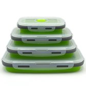 Inklapbare Vershoudbakjes 4 Stuks - Siliconen Lunchbox - Tupperware - Voedselcontainer - Bewaardozen - Magnetron Bestendig - Groen