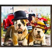 Eagle® Diamond Painting Volwassenen - Bulldogs met Hoed  - 50x40cm - Vierkante Steentjes