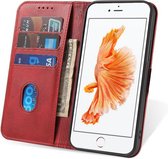 Coque iPhone 6/6s PLUS en Cuir Rouge - Coque iPhone 6/6s PLUS en Cuir de Luxe avec Fermeture Magnétique Rouge - Housse de Bookcase en Cuir Rouge avec Porte-Cartes pour iPhone 6/6s PLUS - Smartphonica