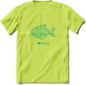 I Love Fishing - Vissen T-Shirt | Groen | Grappig Verjaardag Vis Hobby Cadeau Shirt | Dames - Heren - Unisex | Tshirt Hengelsport Kleding Kado - Groen - M