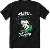 Cool People Do Fishing - Vissen T-Shirt | Groen | Grappig Verjaardag Vis Hobby Cadeau Shirt | Dames - Heren - Unisex | Tshirt Hengelsport Kleding Kado - Zwart - L