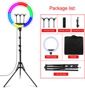 Ringlamp-18 inch RGB Kleurrijke Verlichting Ring Lamp-2M Statief-met Telefoon Clip afstandsbediening