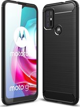 Motorola Moto G10 Hoesje - Mobigear - Brushed Slim Serie - TPU Backcover - Zwart - Hoesje Geschikt Voor Motorola Moto G10