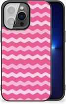Smartphone Hoesje iPhone 13 Pro Bumper Hoesje met Zwarte rand Waves Pink