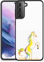 GSM Hoesje Geschikt voor Samsung Galaxy S21 Plus Leuk TPU Back Case met Zwarte rand Horse Color