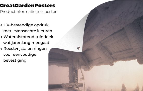 Affiche de clôture Montagne enneigée de Mogielica en Pologne pendant l'hiver - 100x200 cm - Toile de jardin