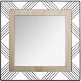 Spiegel/Spiegel vierkant metaal / hout /dia 45 cm/Strakke design spiegel