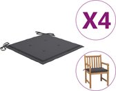 vidaXL Tuinstoelkussens 4 st 50x50x3 cm stof antracietkleurig