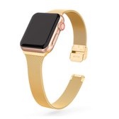 The Milan Intense Gold - AppleWatch bandje geschikt voor Apple Watch 38 mm, 40 mm en 41 mm - Luxe Goud watch bandje - Hoogwaardig staal - Roestvrij staal RVS - Milanese Loop - Mila