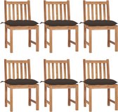 Decoways - Tuinstoelen 6 stuks met kussens massief teakhout