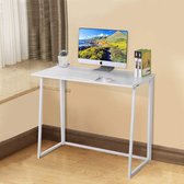 Computer Bureau - 80x45x74cm - Huishoudelijke - Opvouwbare - Bureau - Studie Tafel - Bespaar Ruimte - Notebook Office Desktop - Wit