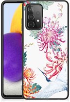 Smartphonehoesje Customize Geschikt voor Samsung Galaxy A72 (5G/4G) GSM Hoesje met Zwarte rand Bird Flowers