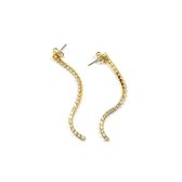 Oorbellen Zirconia Chain Goud | 18 karaat gouden plating | Staal - 6,2 cm | Buddha Ibiza