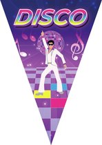 Disco thema vlaggetjes slinger/vlaggenlijn paars van 5 meter met 10 puntvlaggetjes - Saturday night fever - 70s - Feestartikelen/versiering