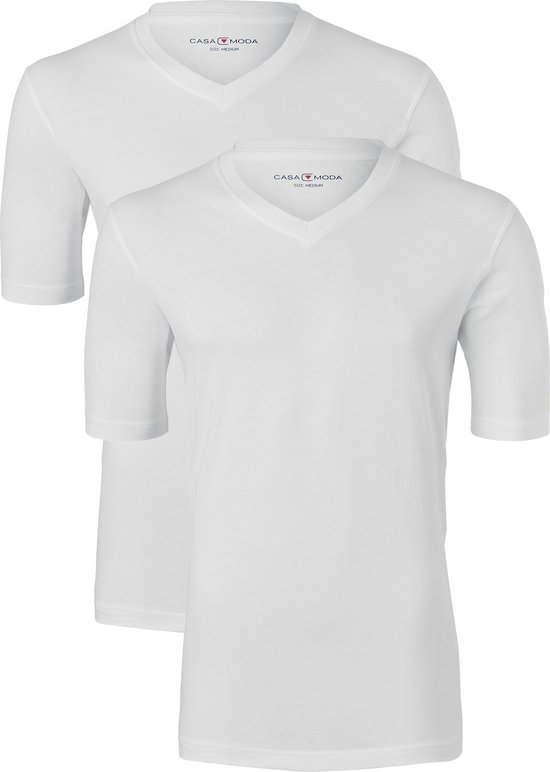 CASA MODA T-shirts (2-pack) - V-neck - wit - Maat: 6XL