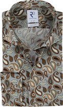 R2 Amsterdam - Overhemd Grijs Paisly - 39 - Heren - Tailored-fit