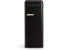 CREATE - Koelkast in retrostijl - Zwart - Handvat Marmer - FRIDGE RETRO 281L