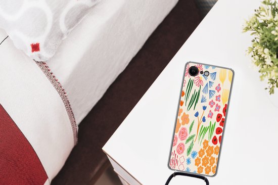 Coque avec cordon iPhone SE 2020 - Fleurs - Motifs - Fleurs des champs - Siliconen - Bandoulière - Coque arrière avec cordon - Coque pour téléphone avec cordon - Coque avec corde