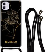 Coque avec cordon iPhone 12 - Hilversum - Carte - Or - Zwart - Siliconen - Bandoulière - Coque arrière avec cordon - Coque pour téléphone avec cordon - Coque avec corde