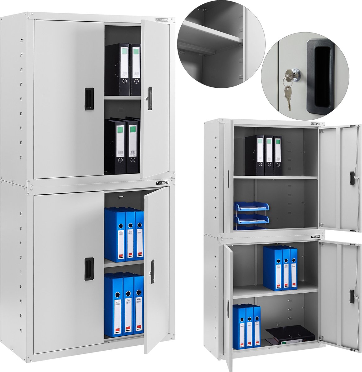 LVSTEEL Rolkast, afsluitbare archiefkast met 4 sleutels, metalen kantoorkast, archiefkast onder bureau, met 4 laden, voorgemonteerd, afsluitbaar, kantoor, zwart