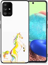 GSM Hoesje Geschikt voor Samsung Galaxy A71 Leuk TPU Back Case met Zwarte rand Horse Color