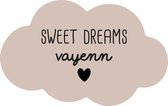 Muurwolkje sweet dreams met naam beige M: 30 cm breed / Forex / Nee