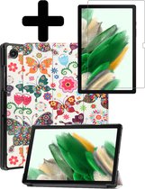 Hoes Geschikt voor Samsung Galaxy Tab A8 Hoes Luxe Hoesje Book Case Met Screenprotector - Hoesje Geschikt voor Samsung Tab A8 Hoes Cover - Vlinders