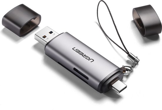 Ugreen Kaartlezer 2 in 1 USB C OTG card reader - 5Gbps overdrachtsnelheid - Plug & Play - Tegelijktertijd toegang tot SD & TF