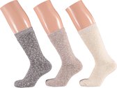 Badstof sokken dames | Multi beige | Maat 36/41 | 3-Pak | Warme sokken dames | Sokken dames | Sokken dames maat 39 42 | Dikke sokken dames | Apollo