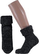 Wollen sokken dames | Huisokken dames | Donker Zwart | Maat 39/42 | Huissok met anti slip | Fluffy sokken | Slofsokken | Huissokken | Anti slip sokken | Warme sokken | Winter sokke