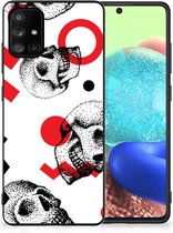 TPU Bumper Geschikt voor Samsung Galaxy A71 GSM Hoesje met Zwarte rand Skull Red