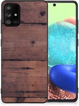 GSM Hoesje Customize Geschikt voor Samsung Galaxy A71 Leuk TPU Back Cover met Zwarte rand Old Wood