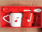 Kissing Cup 2 Stuk Set Creatieve Koffie Cup Dubbele Kom Keramische Koppel Cup Mok Melk Water Theekop Drink Home Office Cup Valentine Gift - Valentijn cadeautje