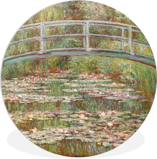 WallCircle - Wandcirkel ⌀ 30 - Brug over een meer met lelies- Schilderij van Claude Monet - Ronde schilderijen woonkamer - Wandbord rond - Muurdecoratie cirkel - Kamer decoratie binnen - Wanddecoratie muurcirkel - Woonaccessoires
