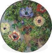 WallCircle - Wandcirkel - Muurcirkel - Anemonen in pot - Schilderij van Claude Monet - Aluminium - Dibond - ⌀ 30 cm - Binnen en Buiten