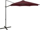 Zweefparasol met paal en LED-verlichting 300 cm bordeauxrood