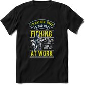 A bad Day Fishing - Vissen T-Shirt | Lime | Grappig Verjaardag Vis Hobby Cadeau Shirt | Dames - Heren - Unisex | Tshirt Hengelsport Kleding Kado - Zwart - XXL